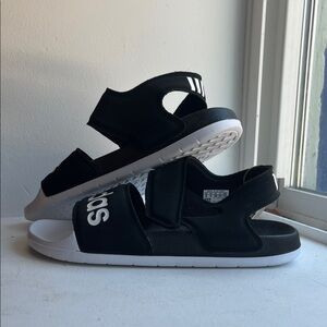 Brand New Adidas Black and White Slide Sandals